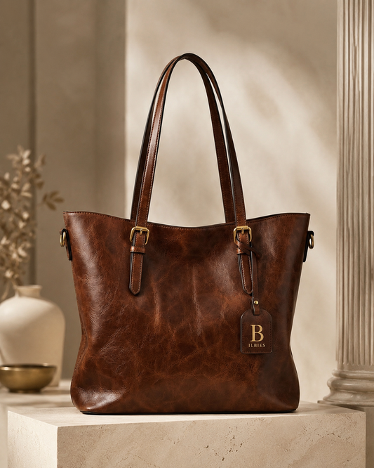 ILBIES Heritage Brown Leather Tote Bag