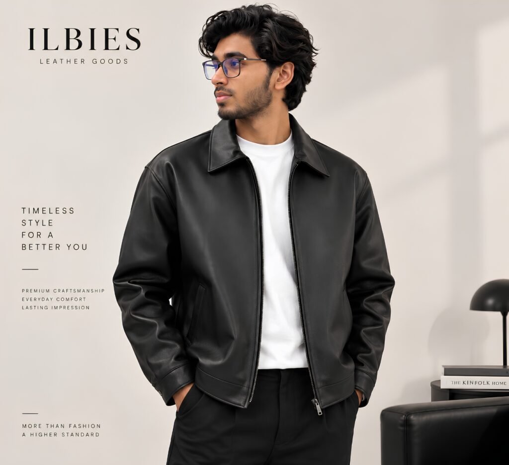 Men's Black Leather Jacket – Classic Zip-Up Jacket | ILBIES