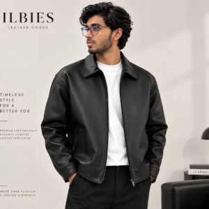 Men's Black Leather Jacket – Classic Zip-Up Jacket | ILBIES