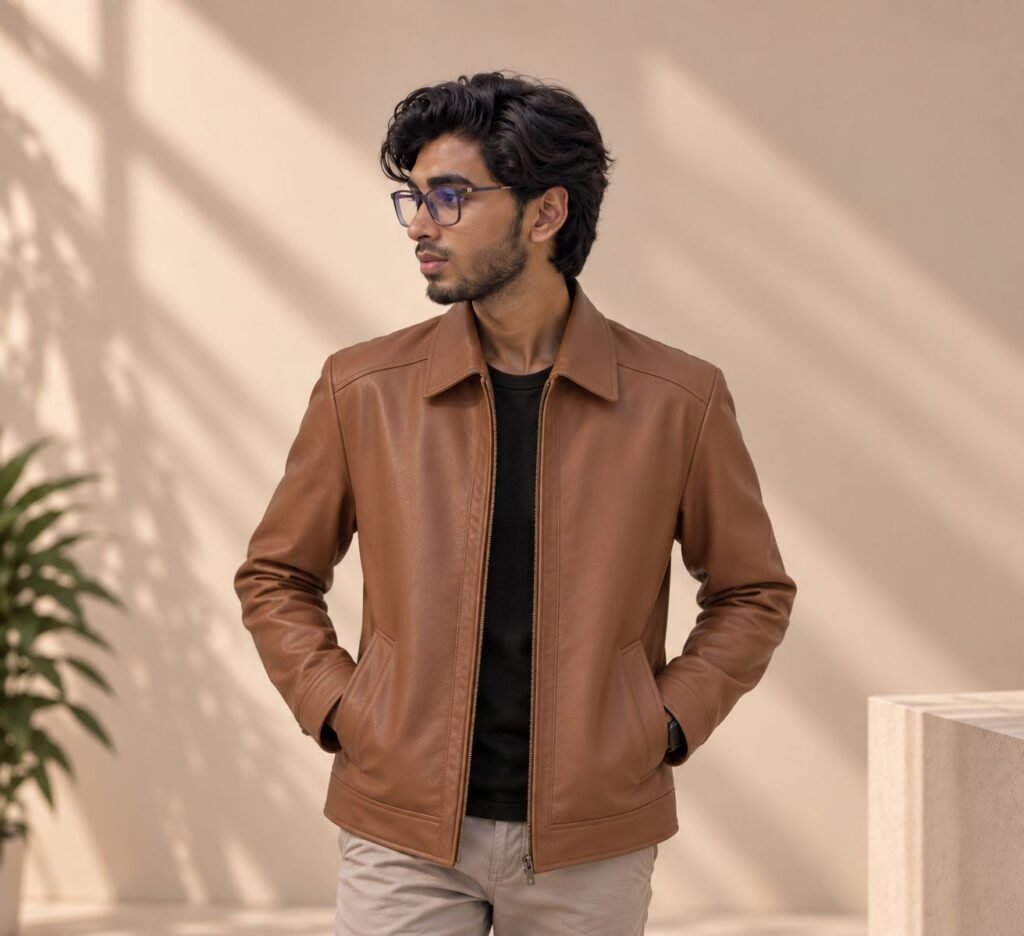 Men’s Premium Brown Leather Jacket | Classic Zip-Up Casual Jacket – ILBIES