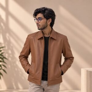Men’s Premium Brown Leather Jacket | Classic Zip-Up Casual Jacket – ILBIES