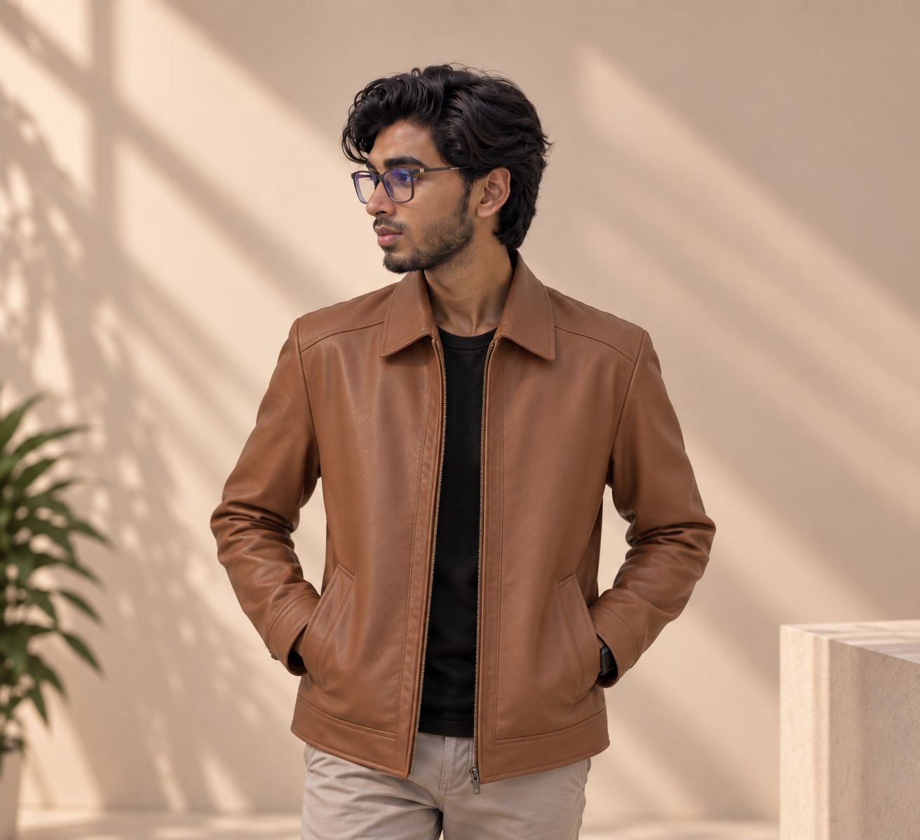 Men’s Premium Brown Leather Jacket | Classic Zip-Up Casual Jacket – ILBIES