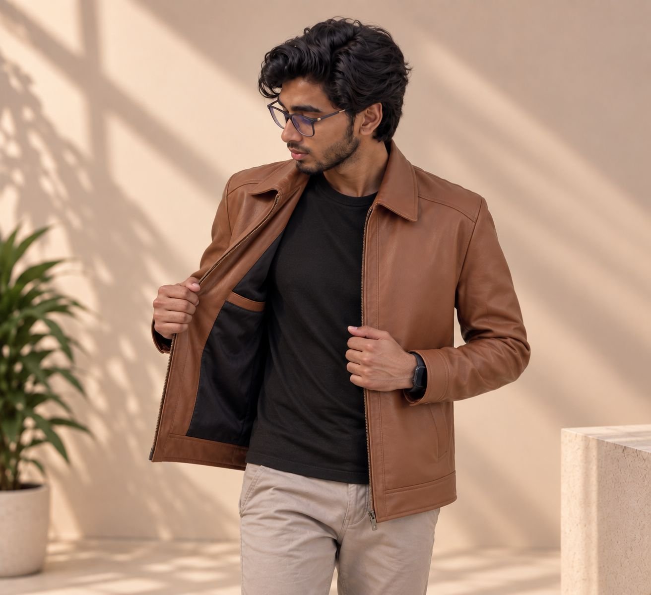 Men’s Premium Brown Leather Jacket | Classic Zip-Up Casual Jacket – ILBIES - Image 4