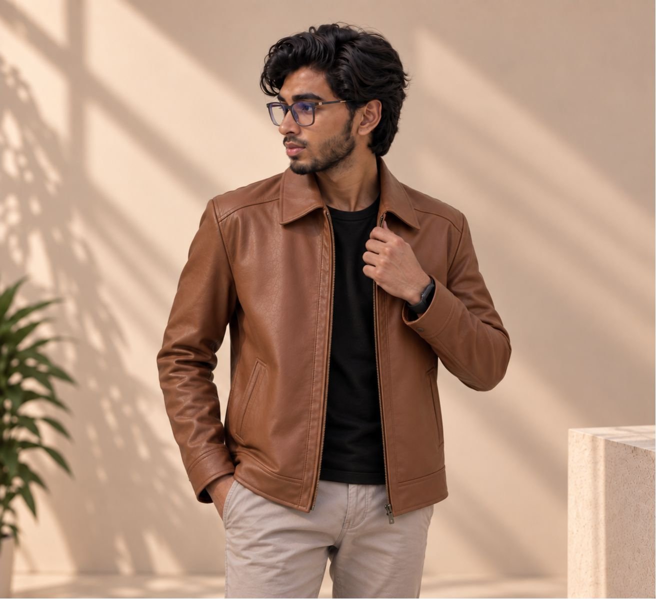 Men’s Premium Brown Leather Jacket | Classic Zip-Up Casual Jacket – ILBIES - Image 2