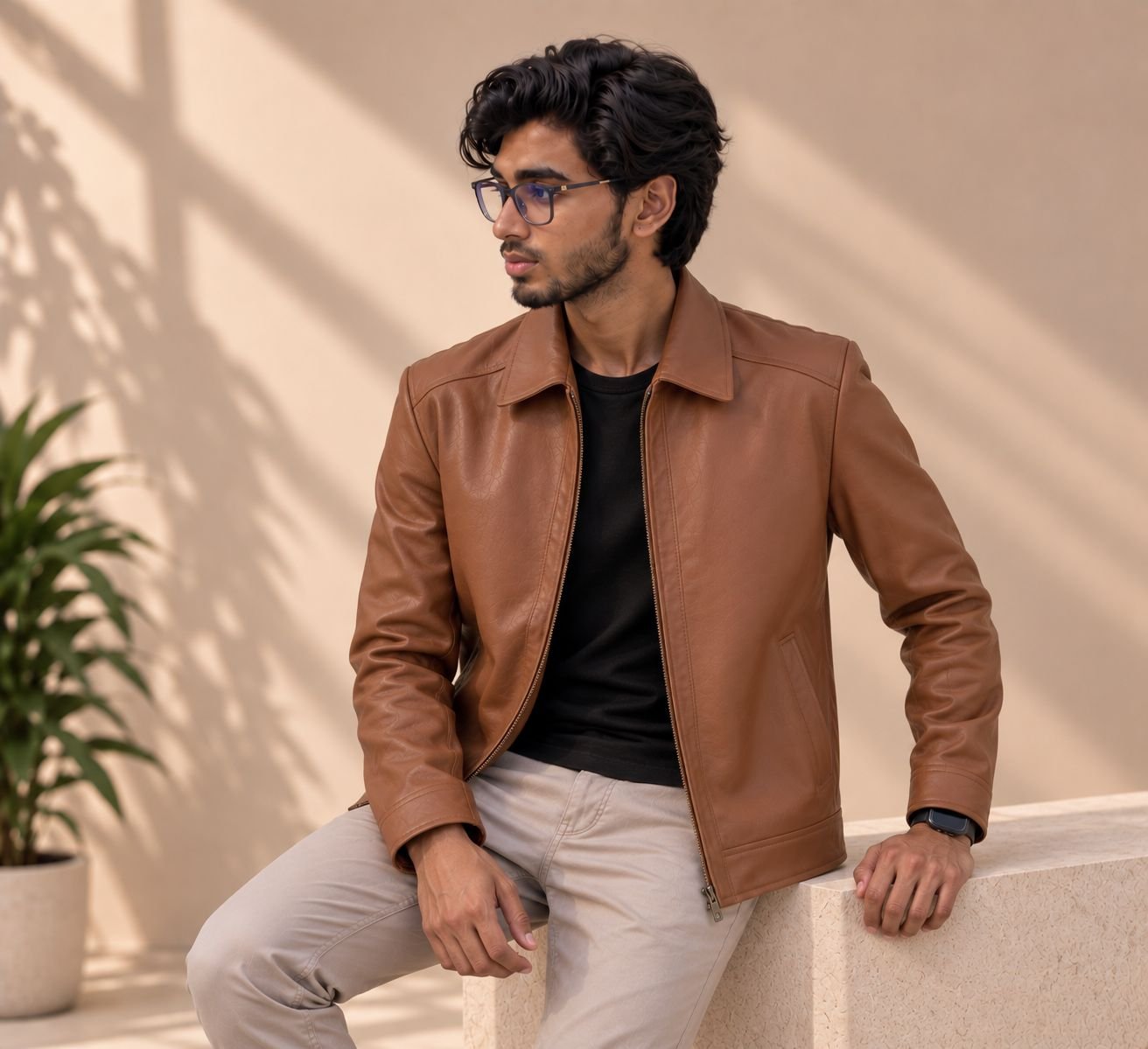 Men’s Premium Brown Leather Jacket | Classic Zip-Up Casual Jacket – ILBIES - Image 6