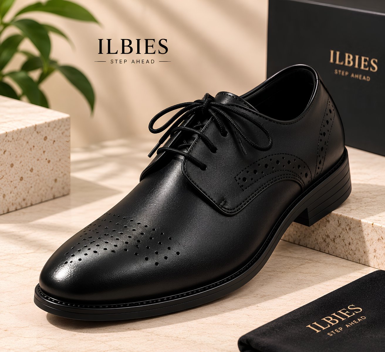 ILBIES Black Brogue Leather Formal Shoes - Image 5