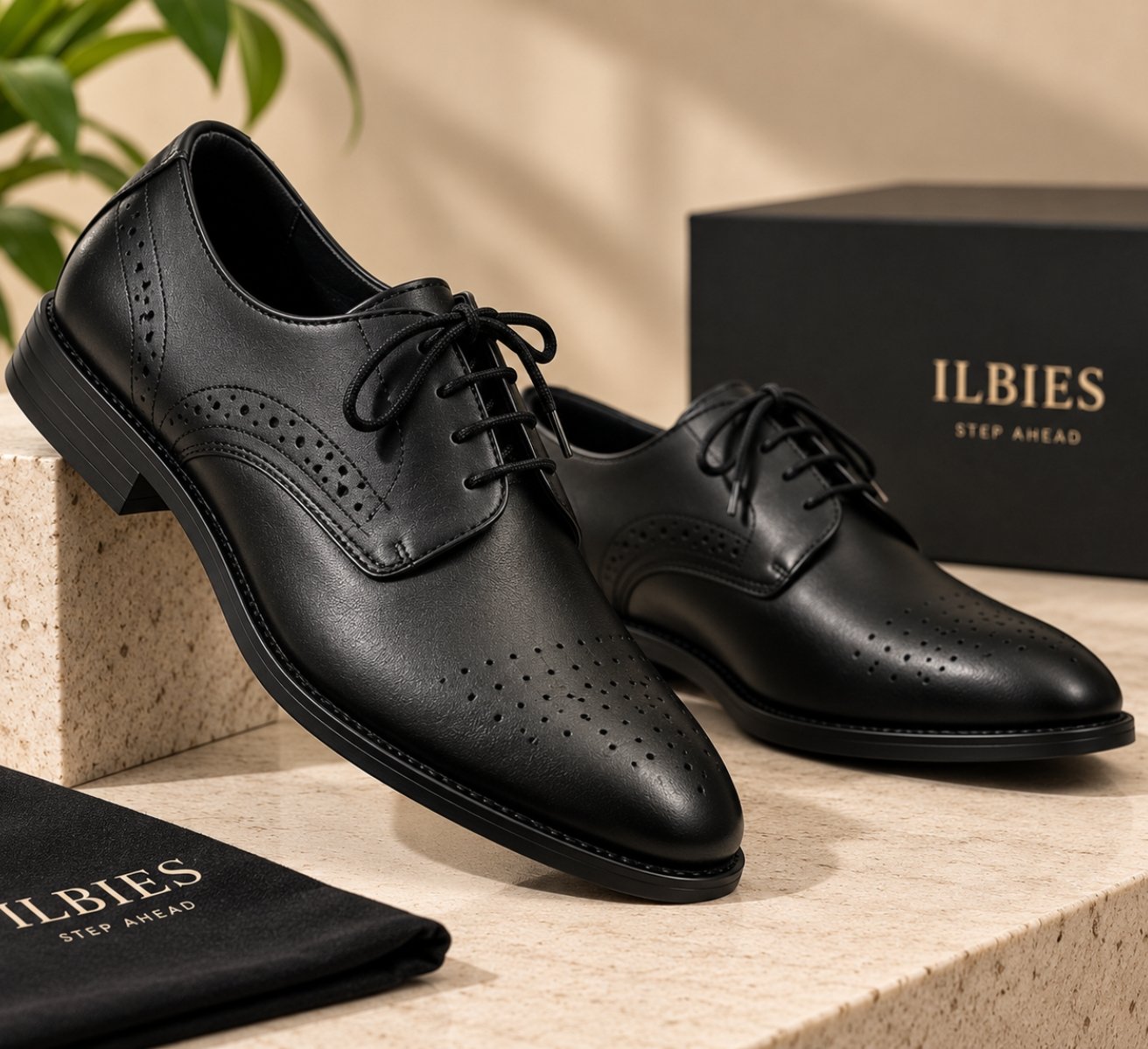 ILBIES Black Brogue Leather Formal Shoes