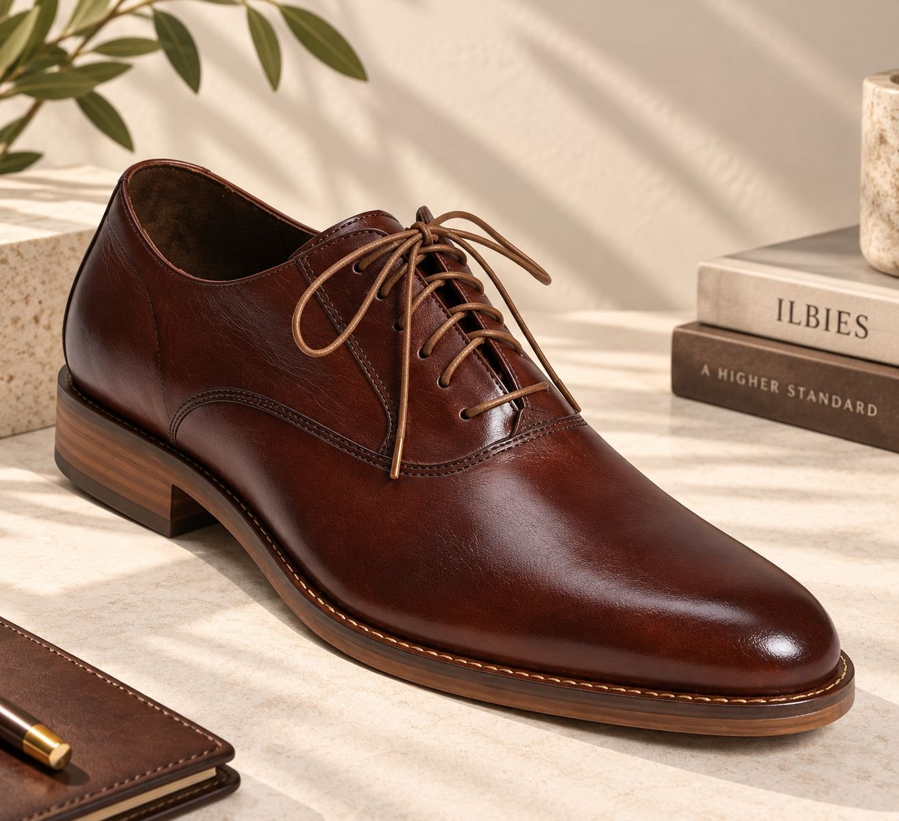 Men’s Dark Brown Leather Derby Shoes | ILBIES Pakistan