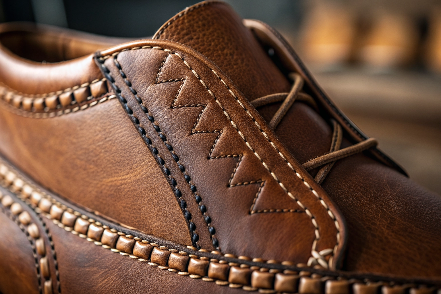 Exquisite leather craftsmanship and precision manual stitching detail